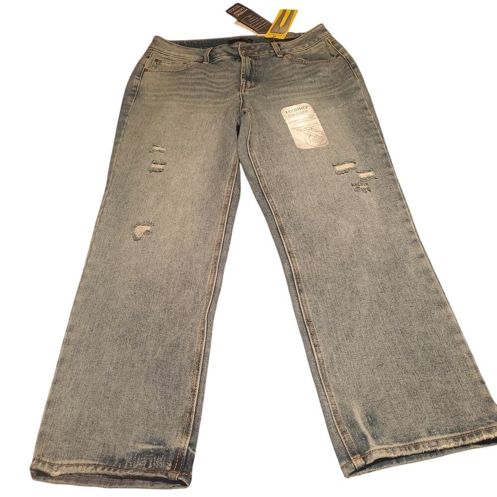 New 1822 Size 14 (34x28.5) High Rise Ankle Straight Light Wash Denim Jeans